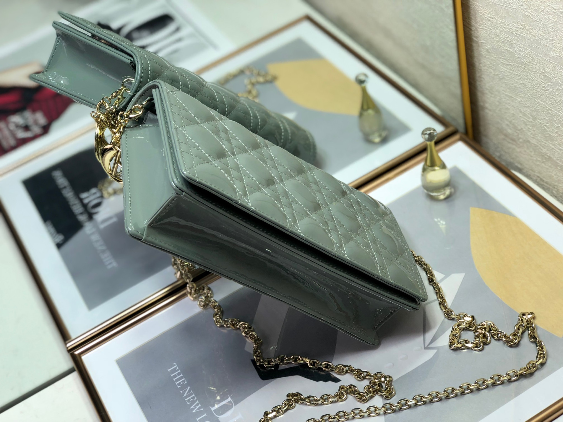 Lady D10r Pouch  Cloud Blue Cannage 8.5 x 4.5 x 1 inches