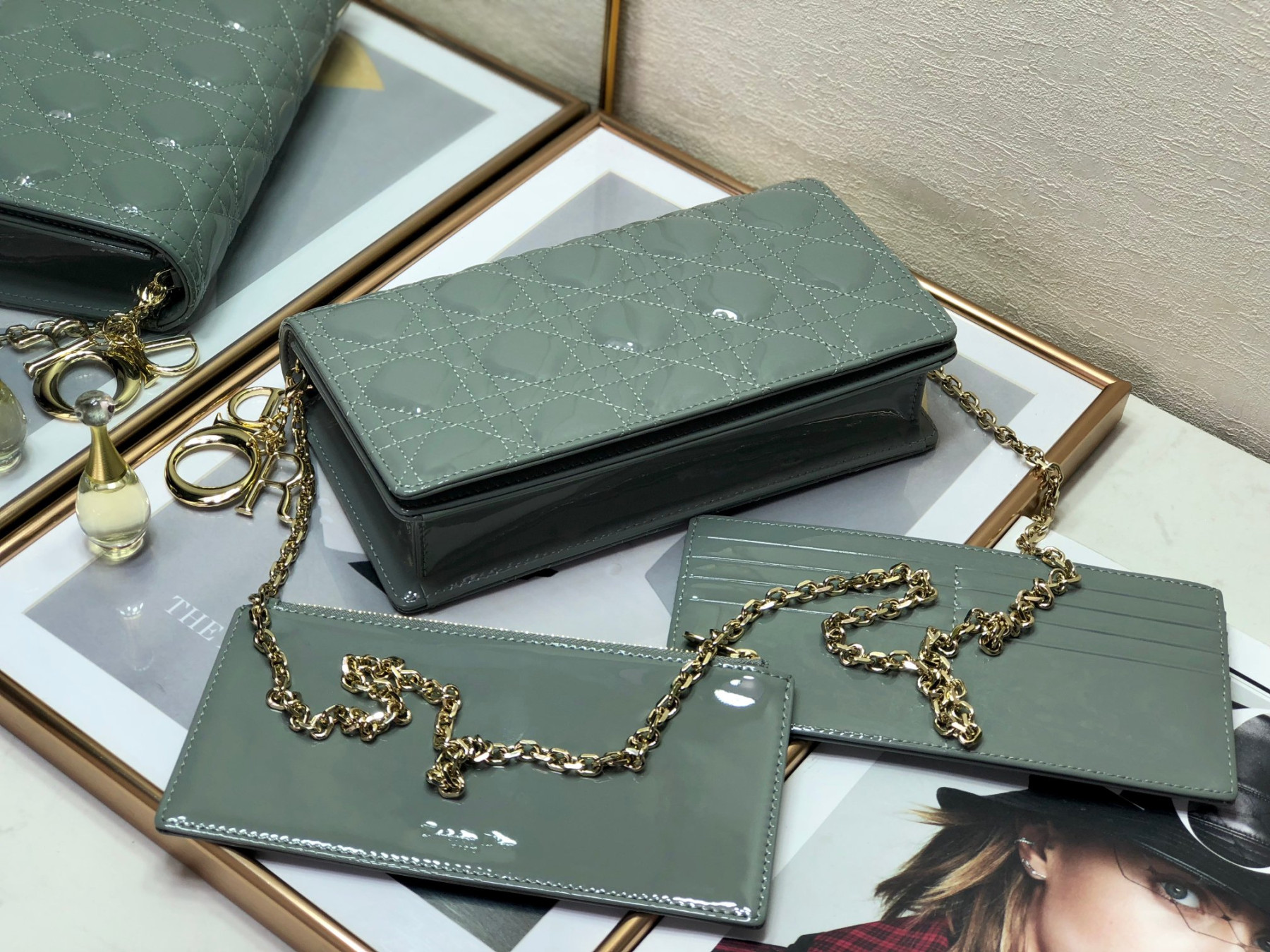 Lady D10r Pouch  Cloud Blue Cannage 8.5 x 4.5 x 1 inches