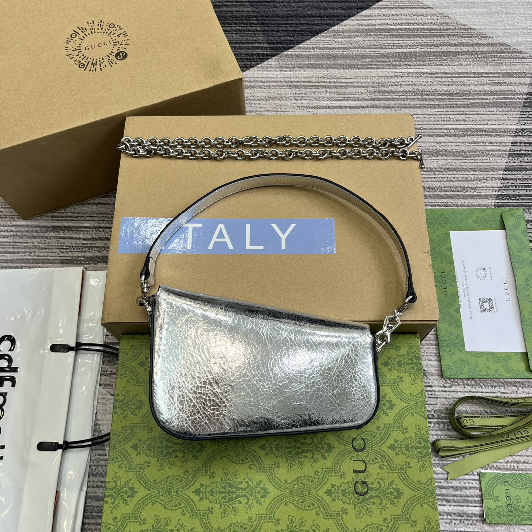 Gvc*1 HORSEBIT 1955 MINI SHOULDER BAG SILVER 7.7"W x 5-3.1"H x 2.4-1.2"D