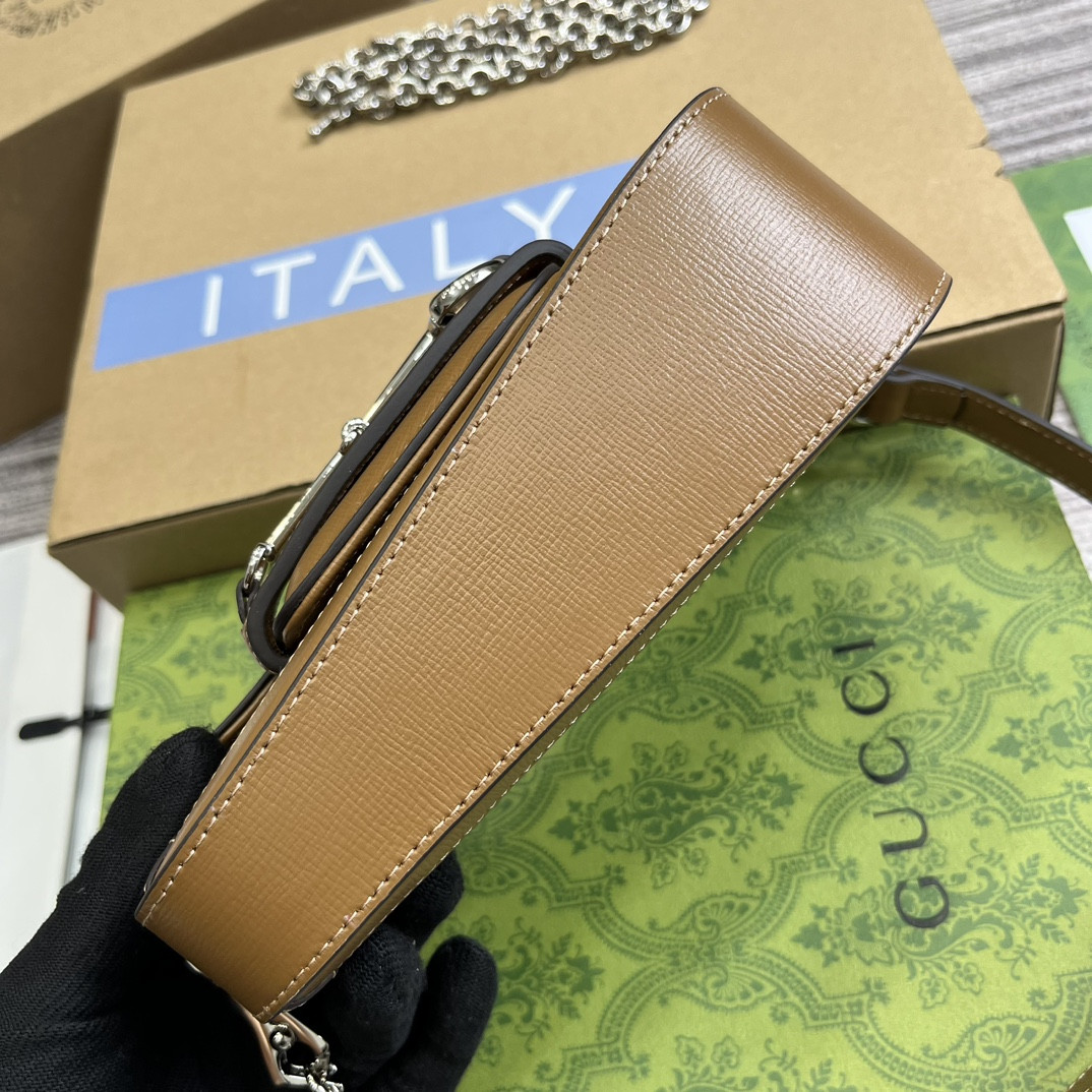 Gvc*1 HORSEBIT 1955 MINI SHOULDER BAG BROWN 7.7"W x 5-3.1"H x 2.4-1.2"D