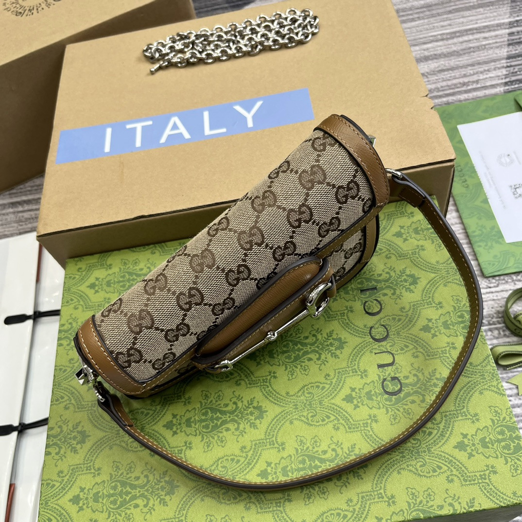 Gvc*1 HORSEBIT 1955 MINI SHOULDER BAG BROWN 7.7"W x 5-3.1"H x 2.4-1.2"D