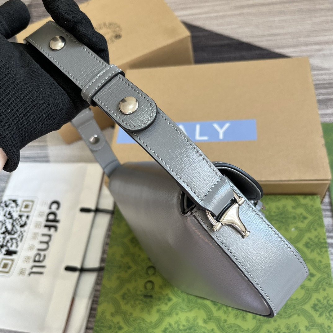 Gvc*1 HORSEBIT 1955 SMALL SHOULDER BAG GRAY 10.4"W x 6.7-4.1"H x 3.1-1.6"D