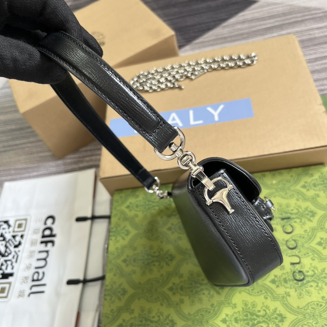 Gvc*1 HORSEBIT 1955 MINI SHOULDER BAG BLACK 7.7"W x 5-3.1"H x 2.4-1.2"D