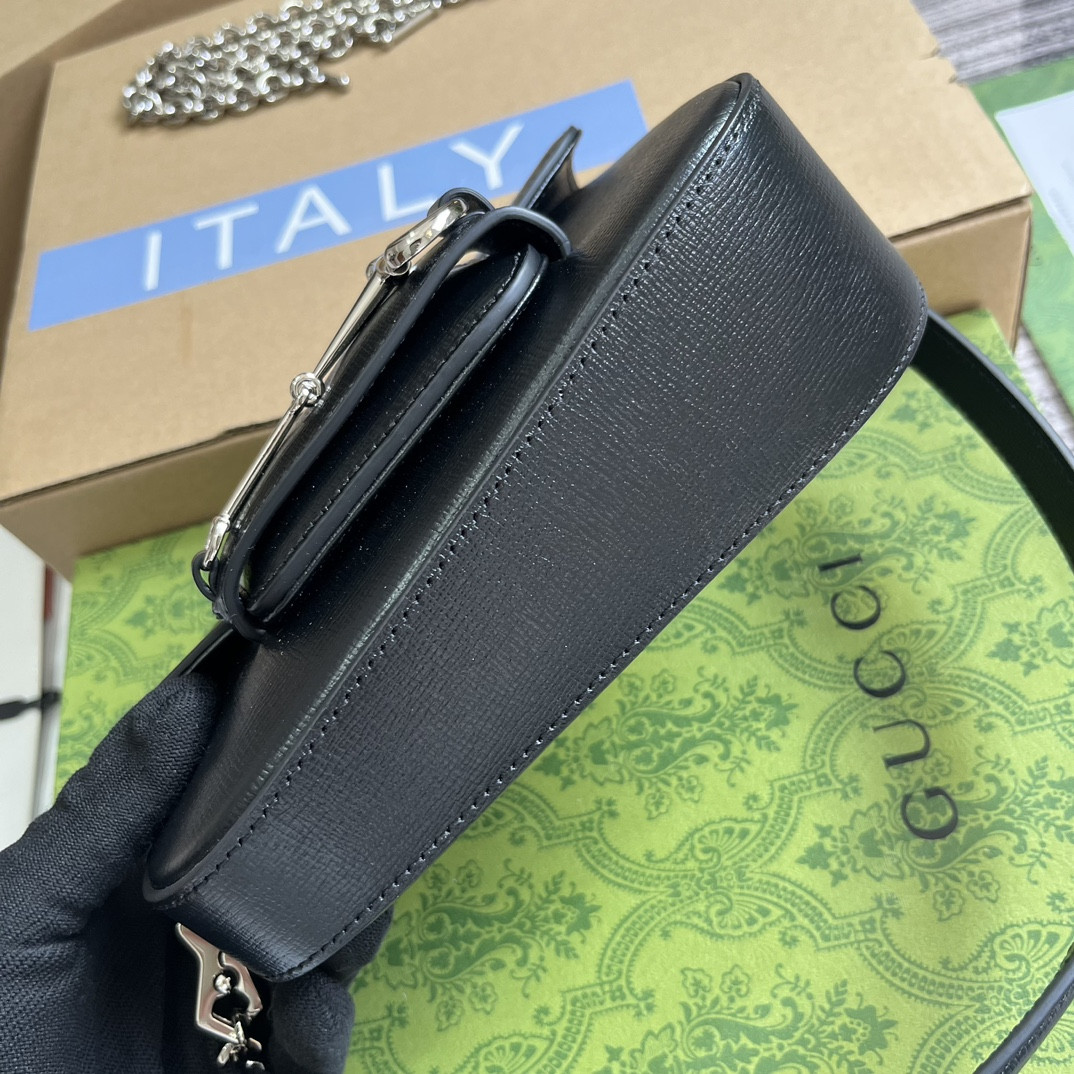 Gvc*1 HORSEBIT 1955 MINI SHOULDER BAG BLACK 7.7"W x 5-3.1"H x 2.4-1.2"D