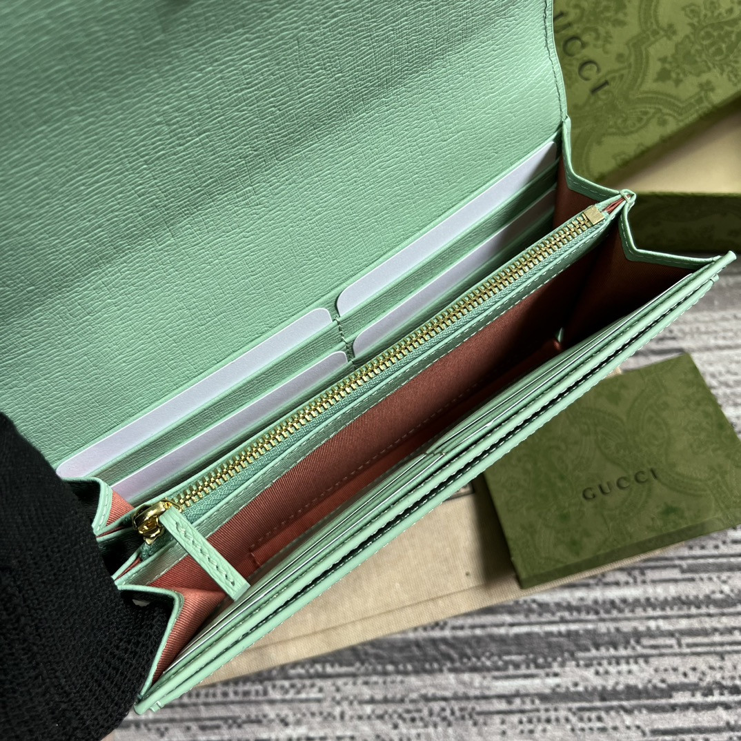 CONTINENTAL WALLET WITH Gvc*1 SCRIPT GREEN 7.5"W x 4"H x 1.4"D