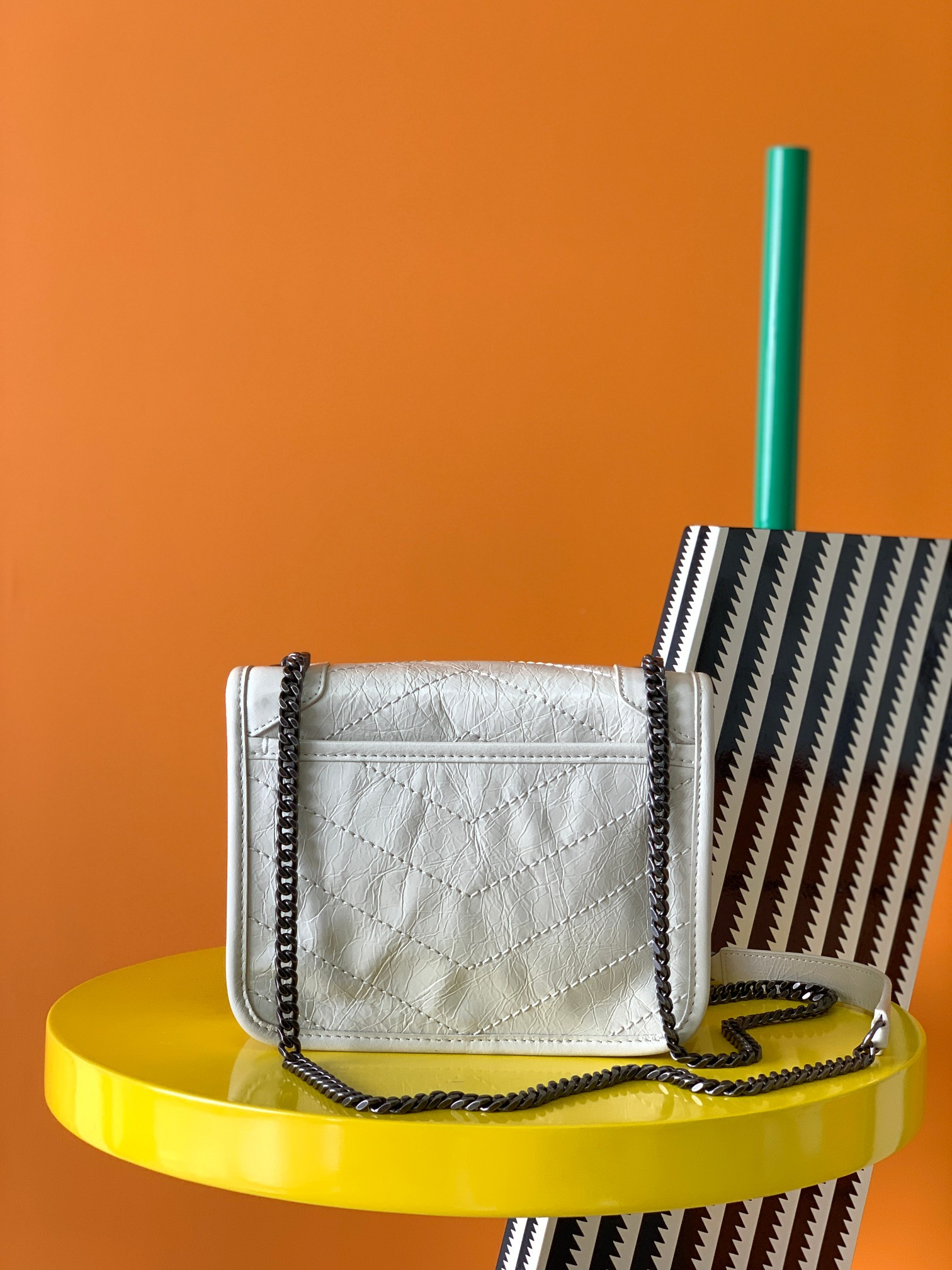 Y51 NIKI CHAIN WALLET IN SHINY LEATHER WHITE 19 x 15 x 6 CM