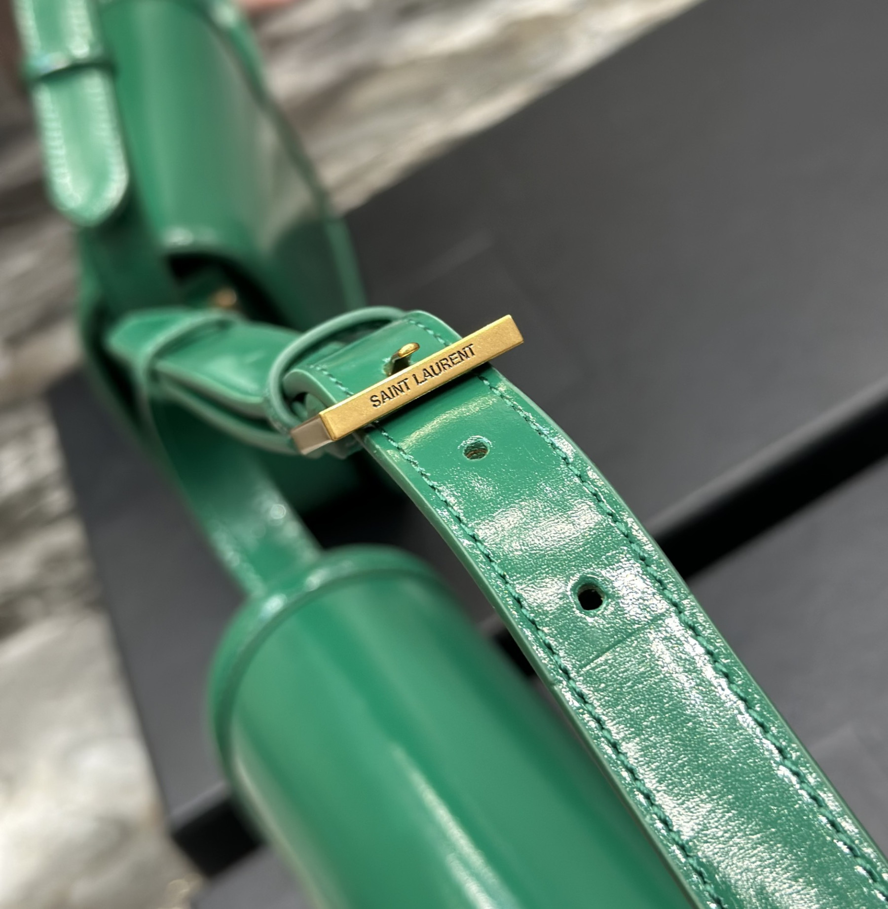 Y51 SOLFERINO SMALL SATCHEL IN BOX Sa1nt Lau*nt GREEN 7.4 X 5.1 X 1.9 INCHES