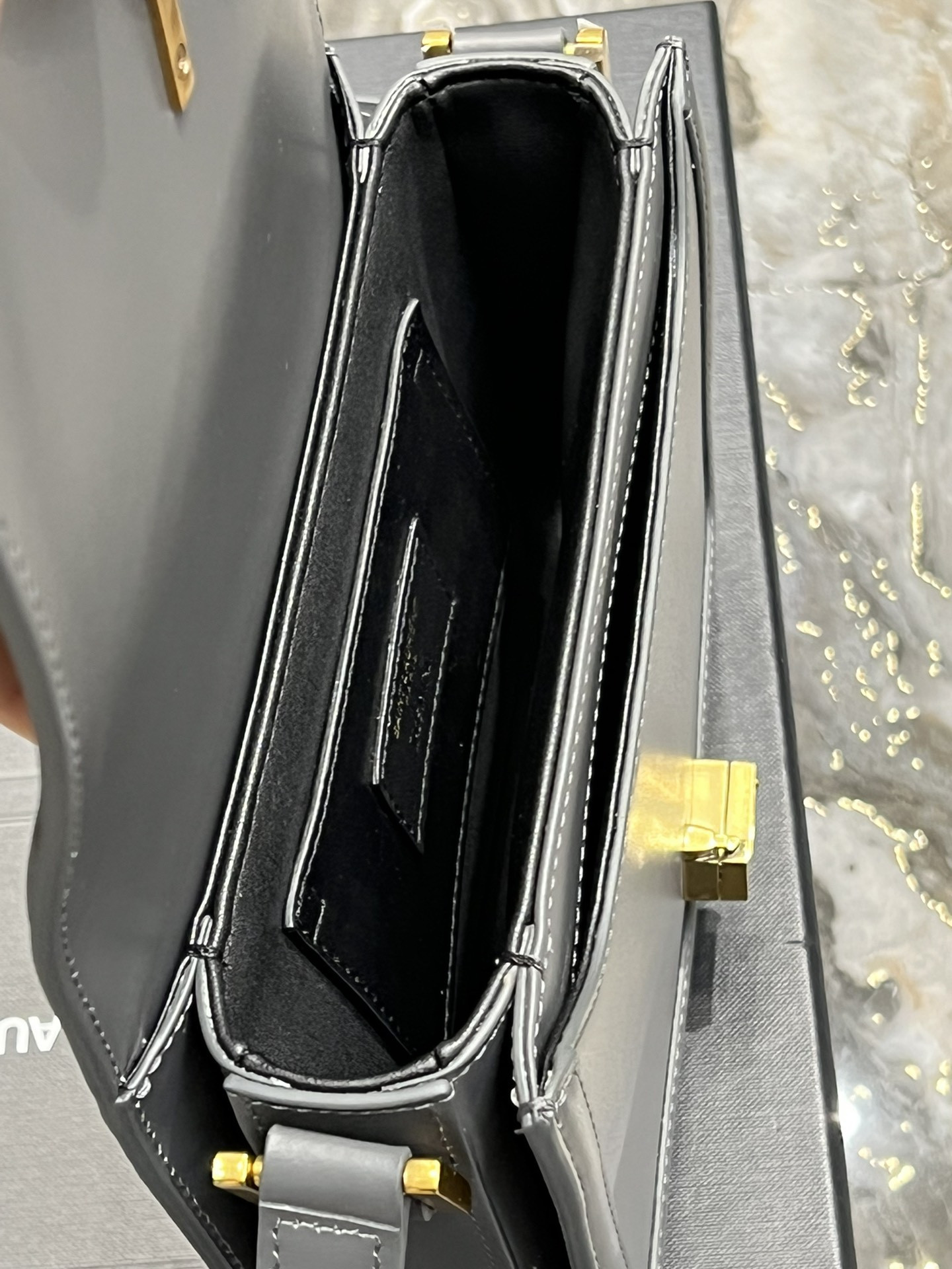 Y51 SOLFERINO SMALL SATCHEL IN BOX Sa1nt Lau*nt STORM 7.4 X 5.1 X 1.9 INCHES