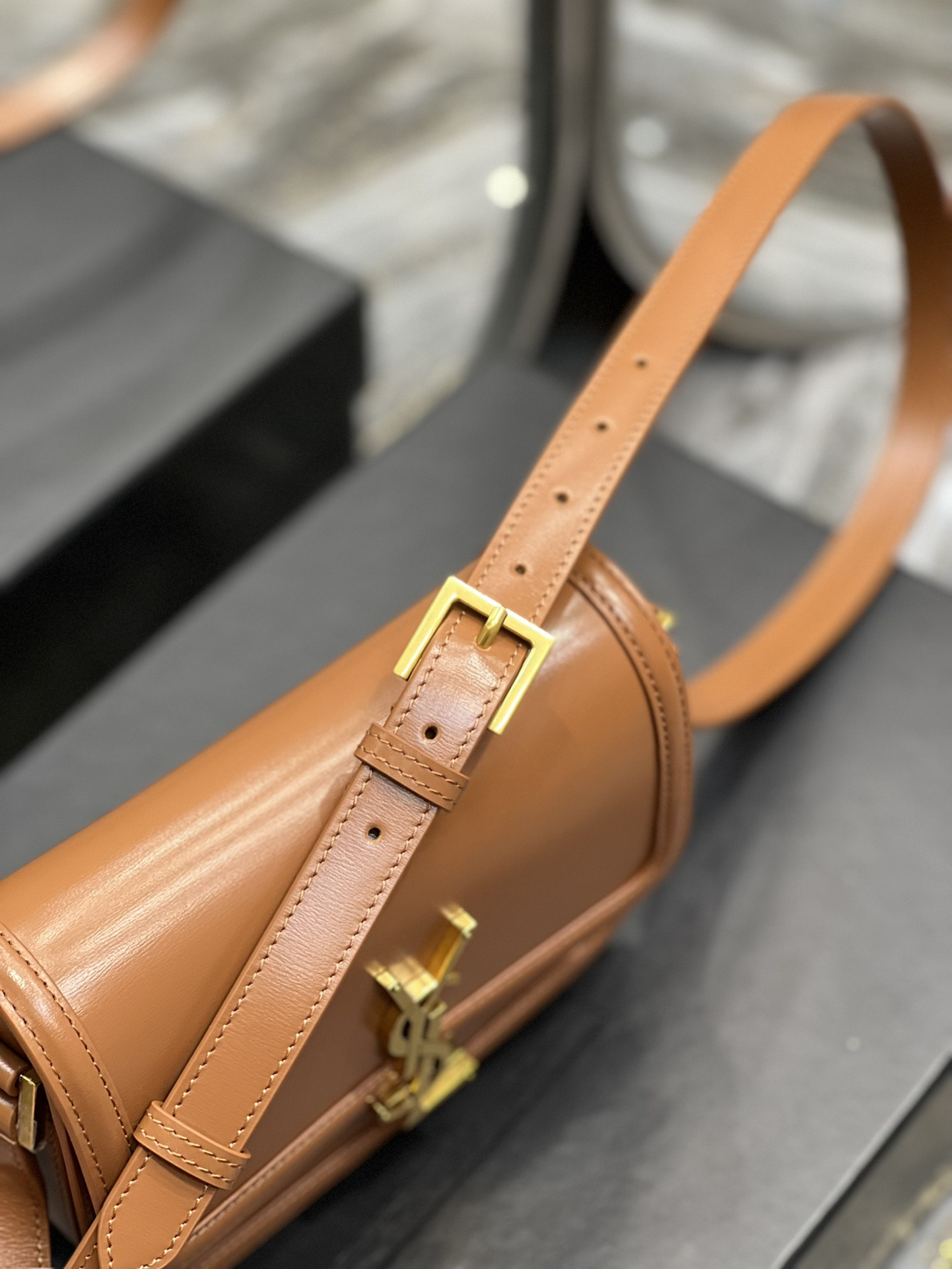 Y51 SOLFERINO SMALL SATCHEL IN BOX Sa1nt Lau*nt BRWON 7.4 X 5.1 X 1.9 INCHES