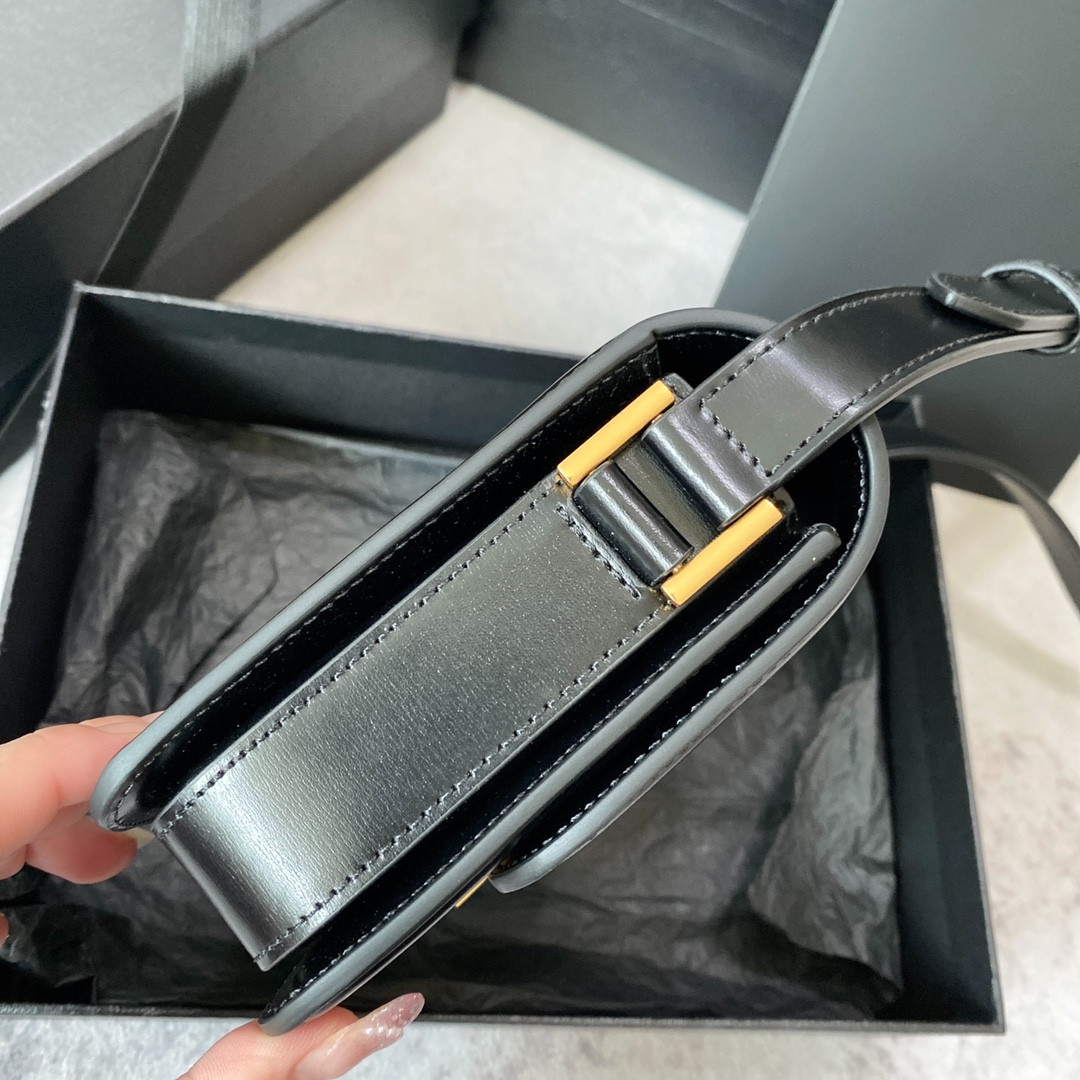 Y51 SOLFERINO SMALL SATCHEL IN BOX Sa1nt Lau*nt BLACK 7.4 X 5.1 X 1.9 INCHES