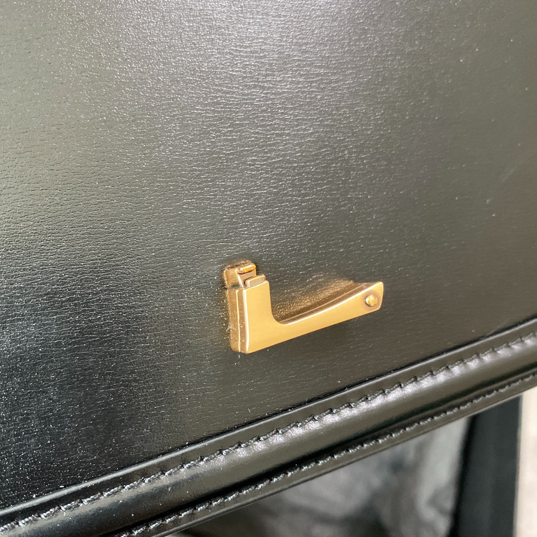 Y51 SOLFERINO SMALL SATCHEL IN BOX Sa1nt Lau*nt BLACK 7.4 X 5.1 X 1.9 INCHES