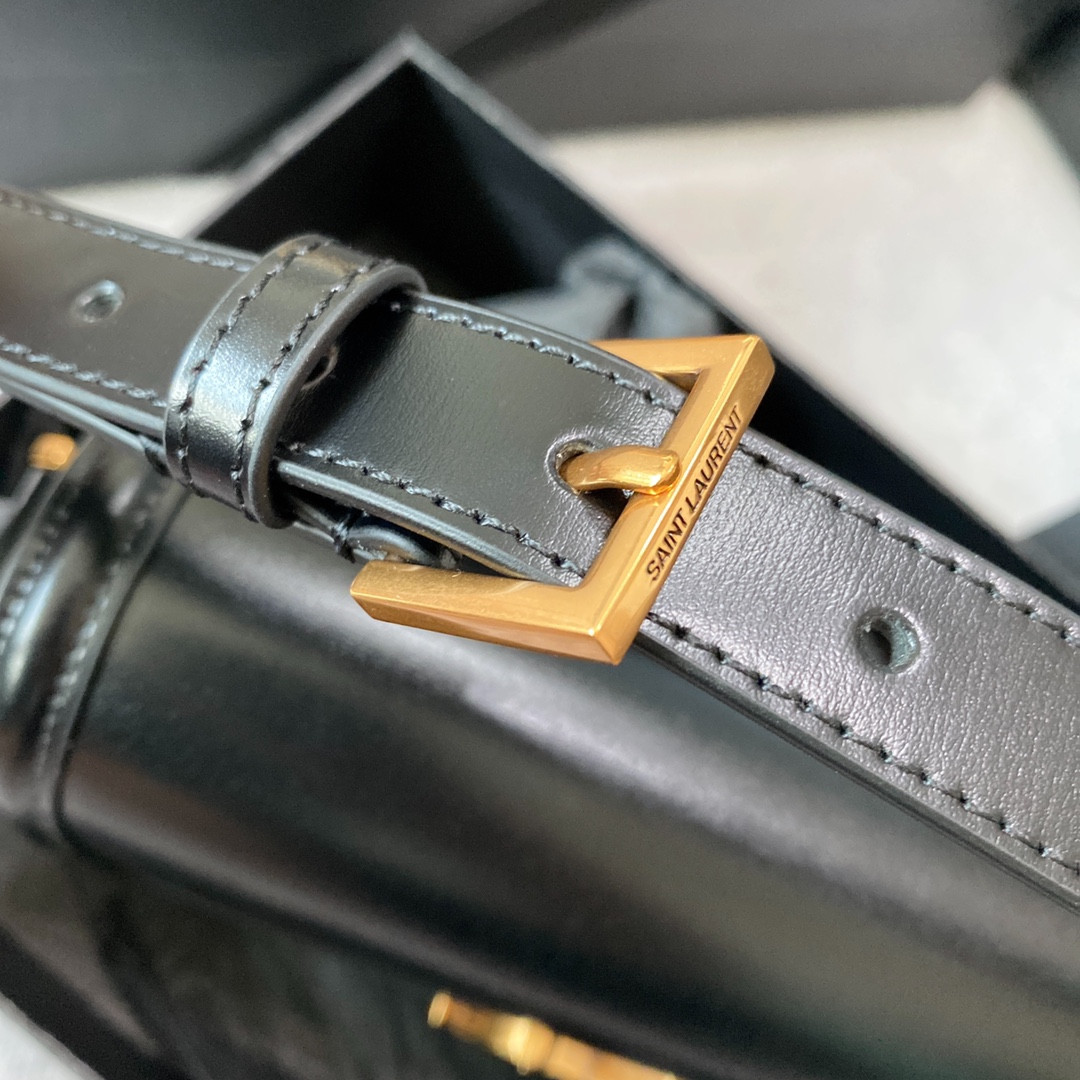 Y51 SOLFERINO SMALL SATCHEL IN BOX Sa1nt Lau*nt BLACK 7.4 X 5.1 X 1.9 INCHES