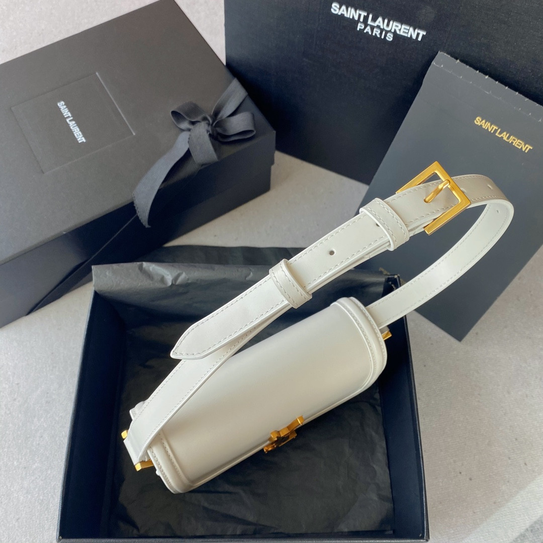 Y51 SOLFERINO SMALL SATCHEL IN BOX Sa1nt Lau*nt BLANC VINTAGE 7.4 X 5.1 X 1.9 INCHES