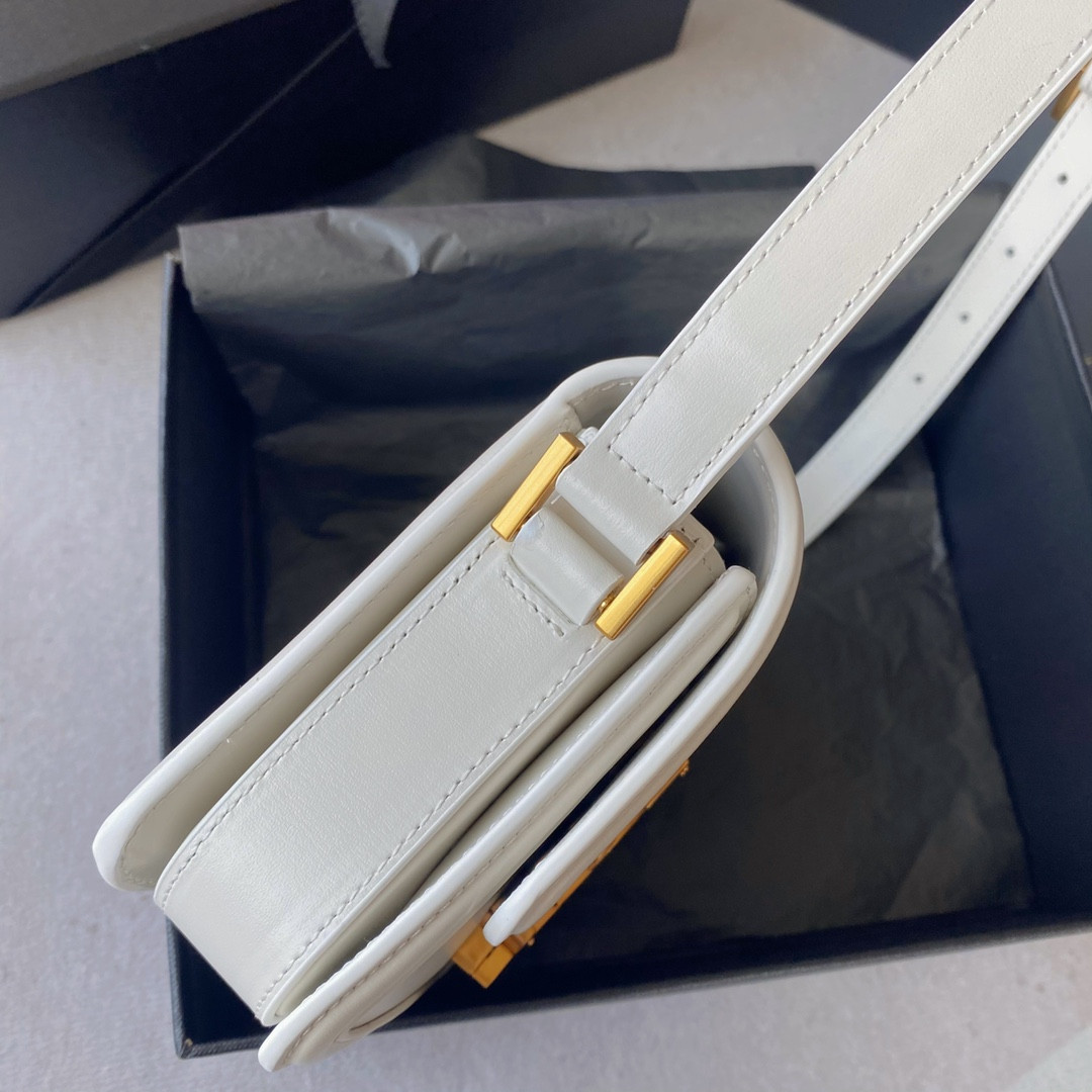 Y51 SOLFERINO SMALL SATCHEL IN BOX Sa1nt Lau*nt BLANC VINTAGE 7.4 X 5.1 X 1.9 INCHES