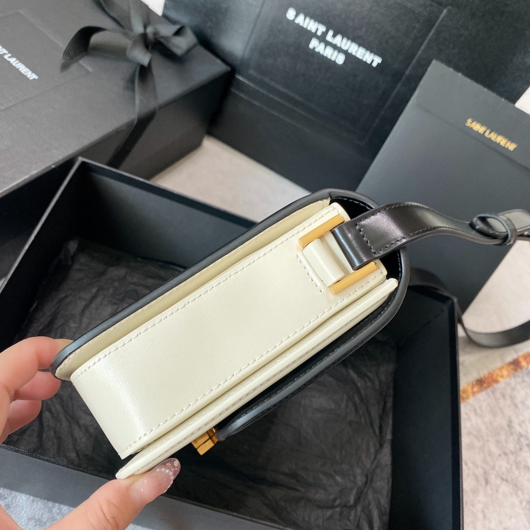 Y51 SOLFERINO MEDIUM SATCHEL IN BOX Sa1nt Lau*nt black white 9.1 X 6.3 X 2.4 INCHES