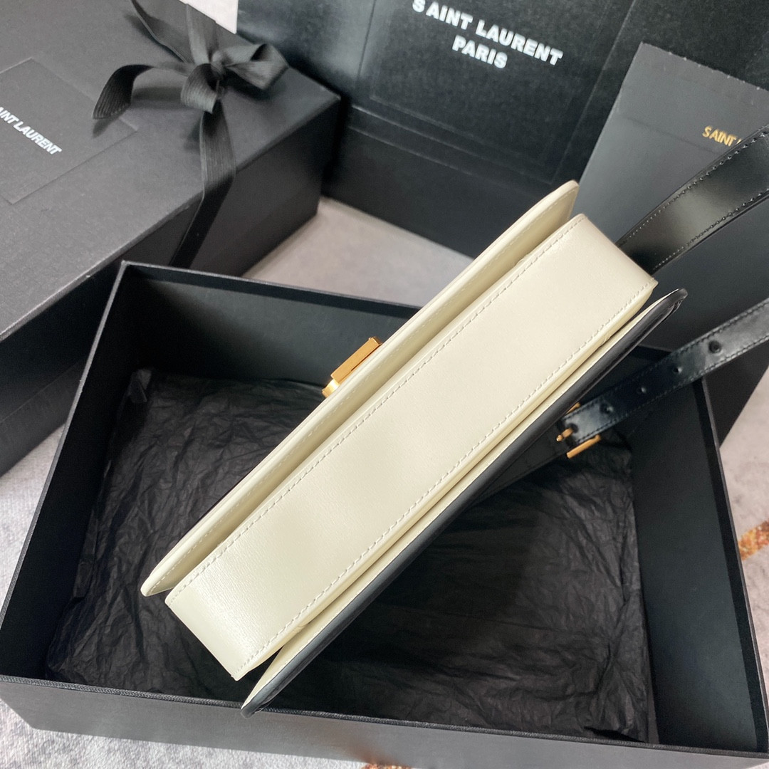 Y51 SOLFERINO MEDIUM SATCHEL IN BOX Sa1nt Lau*nt black white 9.1 X 6.3 X 2.4 INCHES