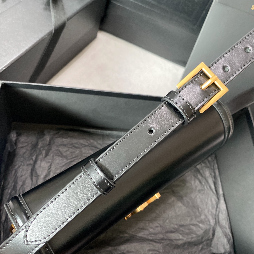 Y51 SOLFERINO MEDIUM SATCHEL IN BOX Sa1nt Lau*nt black white 9.1 X 6.3 X 2.4 INCHES