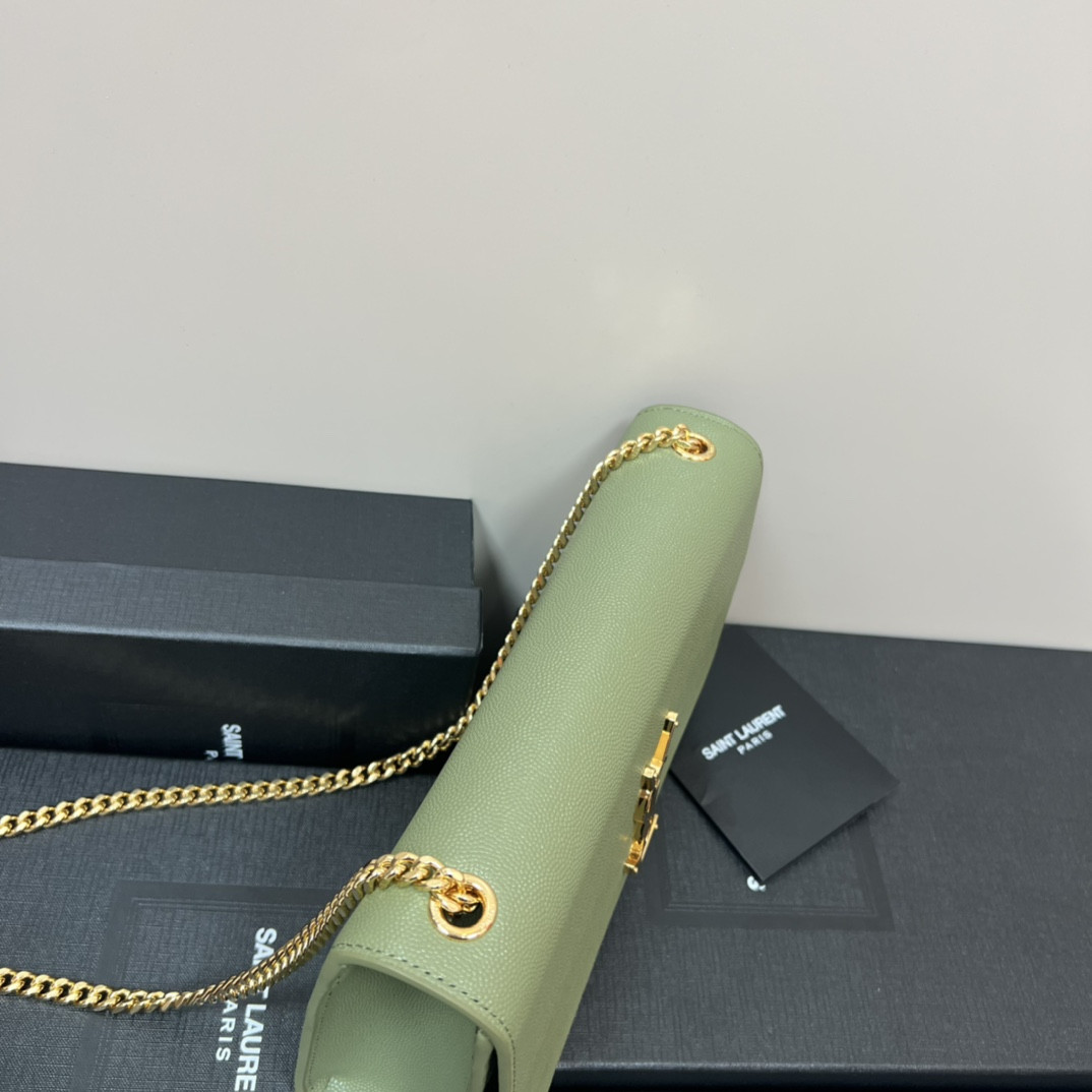 Y51 KATE MEDIUM IN GRAIN DE POUDRE EMBOSSED LEATHER GREEN 9.4 X 5.7 X 2.1 INCHES