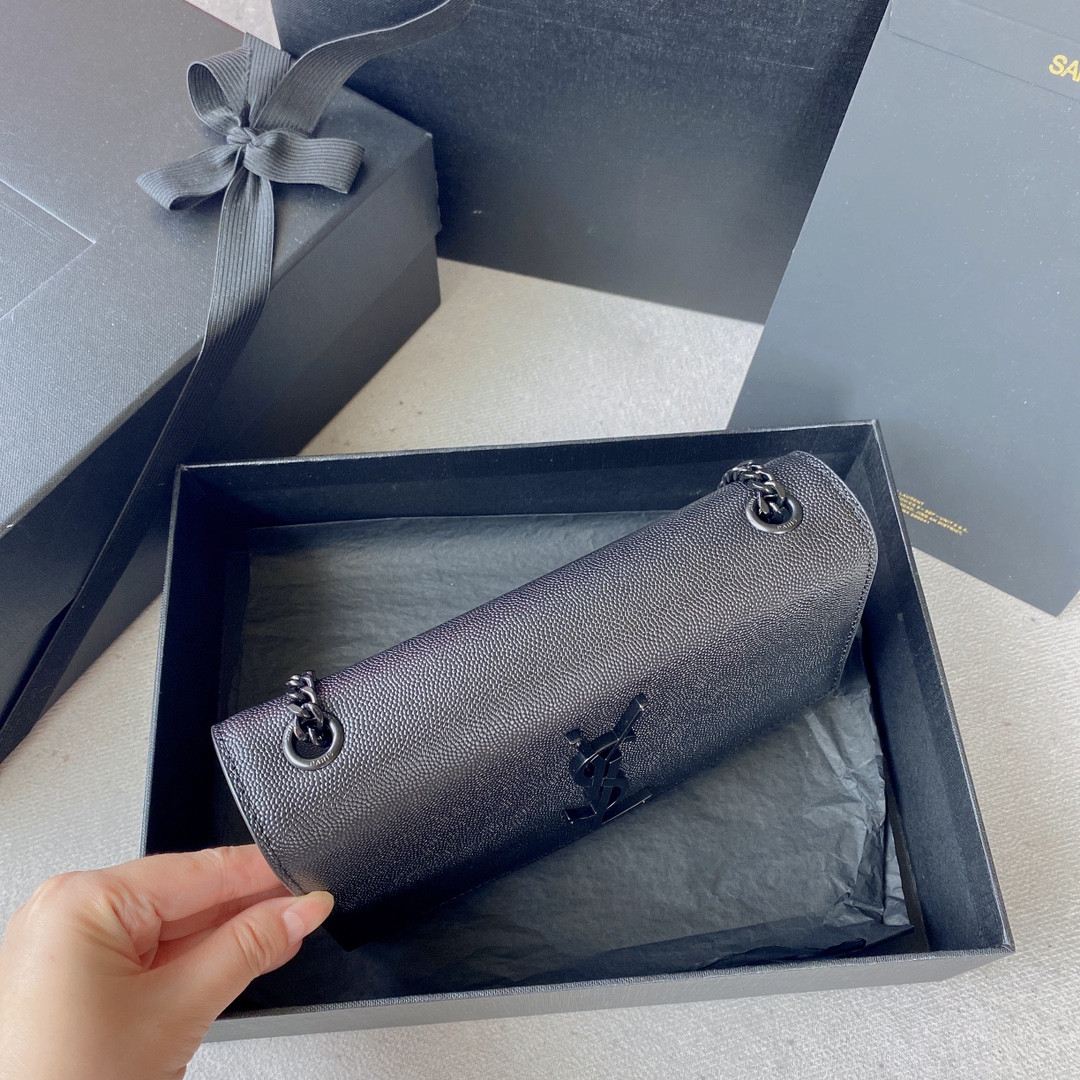 Y51 KATE SMALL IN GRAIN DE POUDRE EMBOSSED LEATHER NAVY 7.8 X 4.9 X 1.9 INCHES