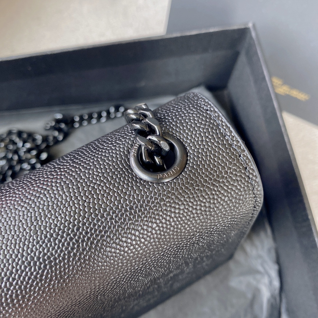 Y51 KATE SMALL IN GRAIN DE POUDRE EMBOSSED LEATHER NAVY 7.8 X 4.9 X 1.9 INCHES