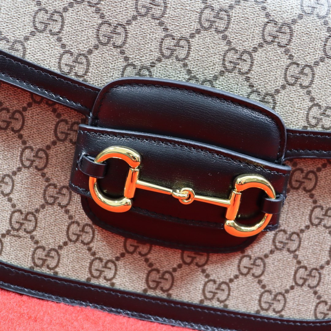 Gvc*1 HORSEBIT 1955 SHOULDER BAG Beige Black 9.8"W x 7"H x 3.1"D