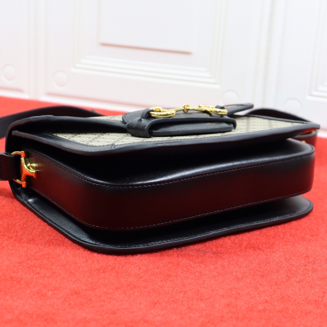 Gvc*1 HORSEBIT 1955 SHOULDER BAG Beige Black 9.8"W x 7"H x 3.1"D