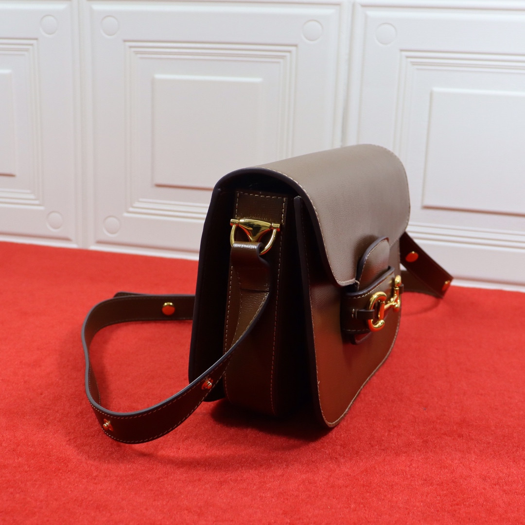 Gvc*1 HORSEBIT 1955 SHOULDER BAG BROWN 9.8"W x 7"H x 3.1"D