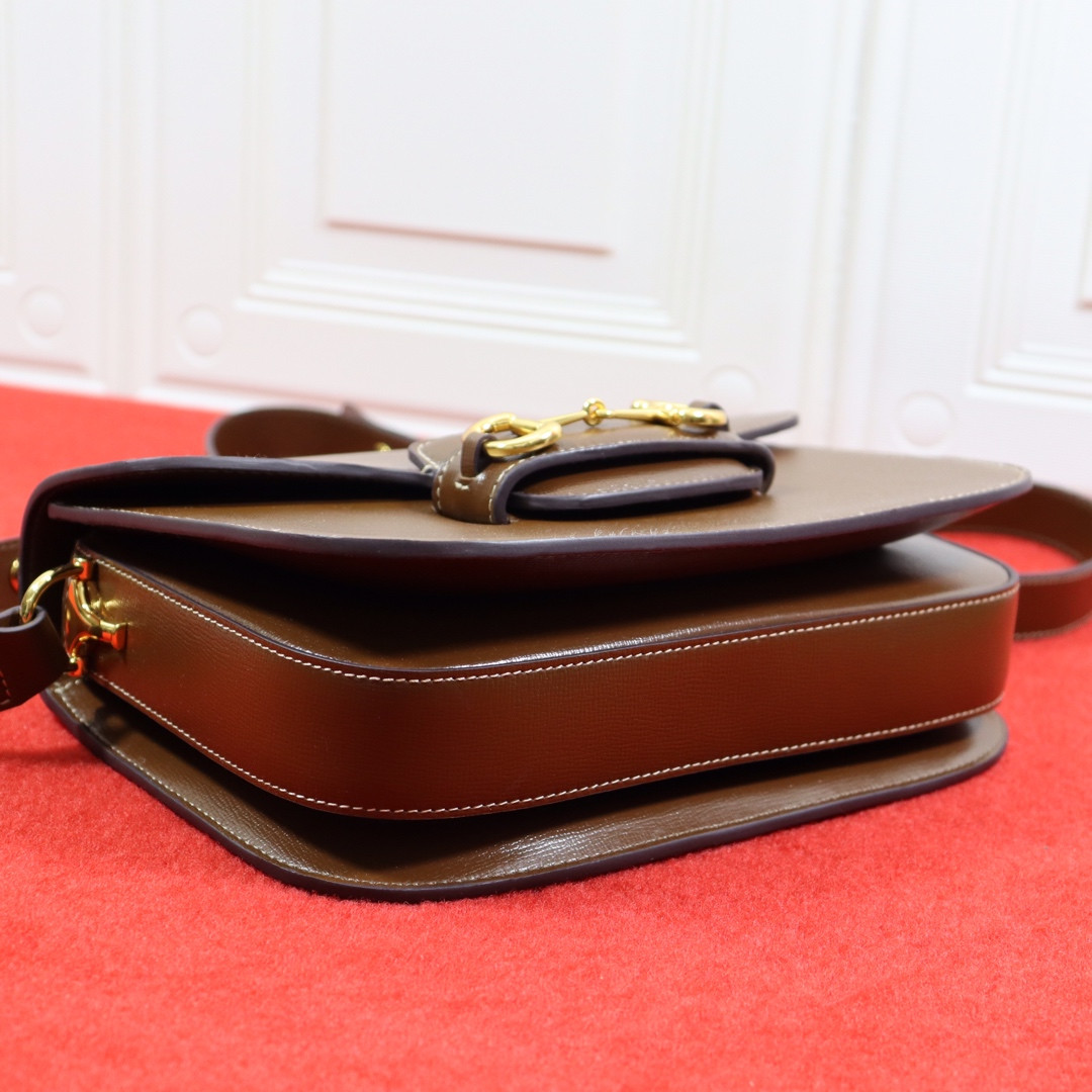 Gvc*1 HORSEBIT 1955 SHOULDER BAG BROWN 9.8"W x 7"H x 3.1"D