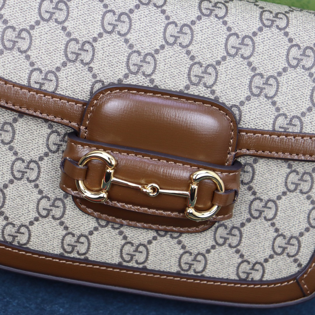 Gvc*1 HORSEBIT 1955 MINI BAG Beige and ebony 8.1"W x 5.7"H x 2"D