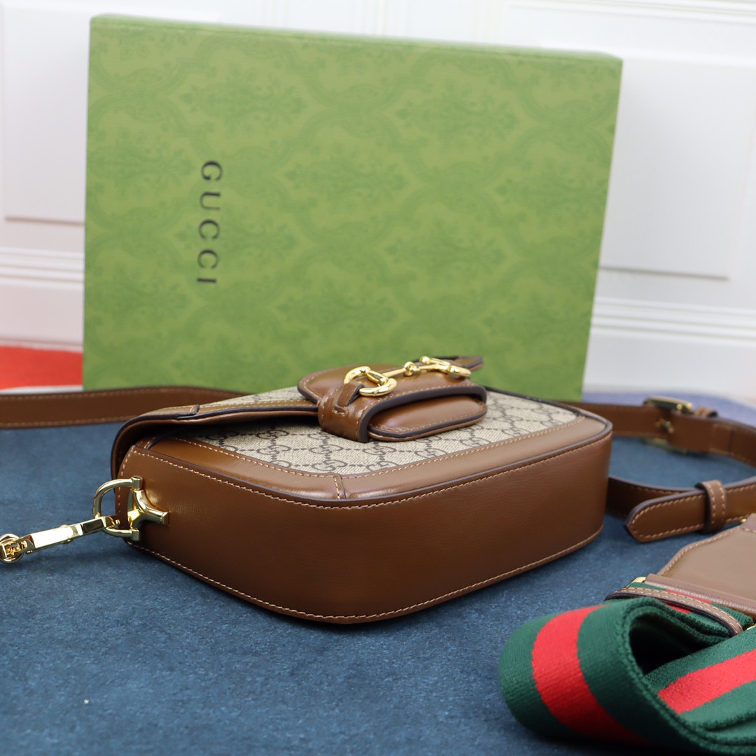 Gvc*1 HORSEBIT 1955 MINI BAG Beige and ebony 8.1"W x 5.7"H x 2"D