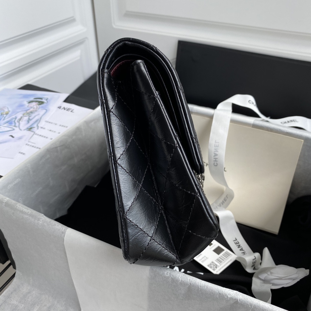 Ch**el LARGE 2.55 HANDBAG Black 7.6 × 10.9 × 2.9 in