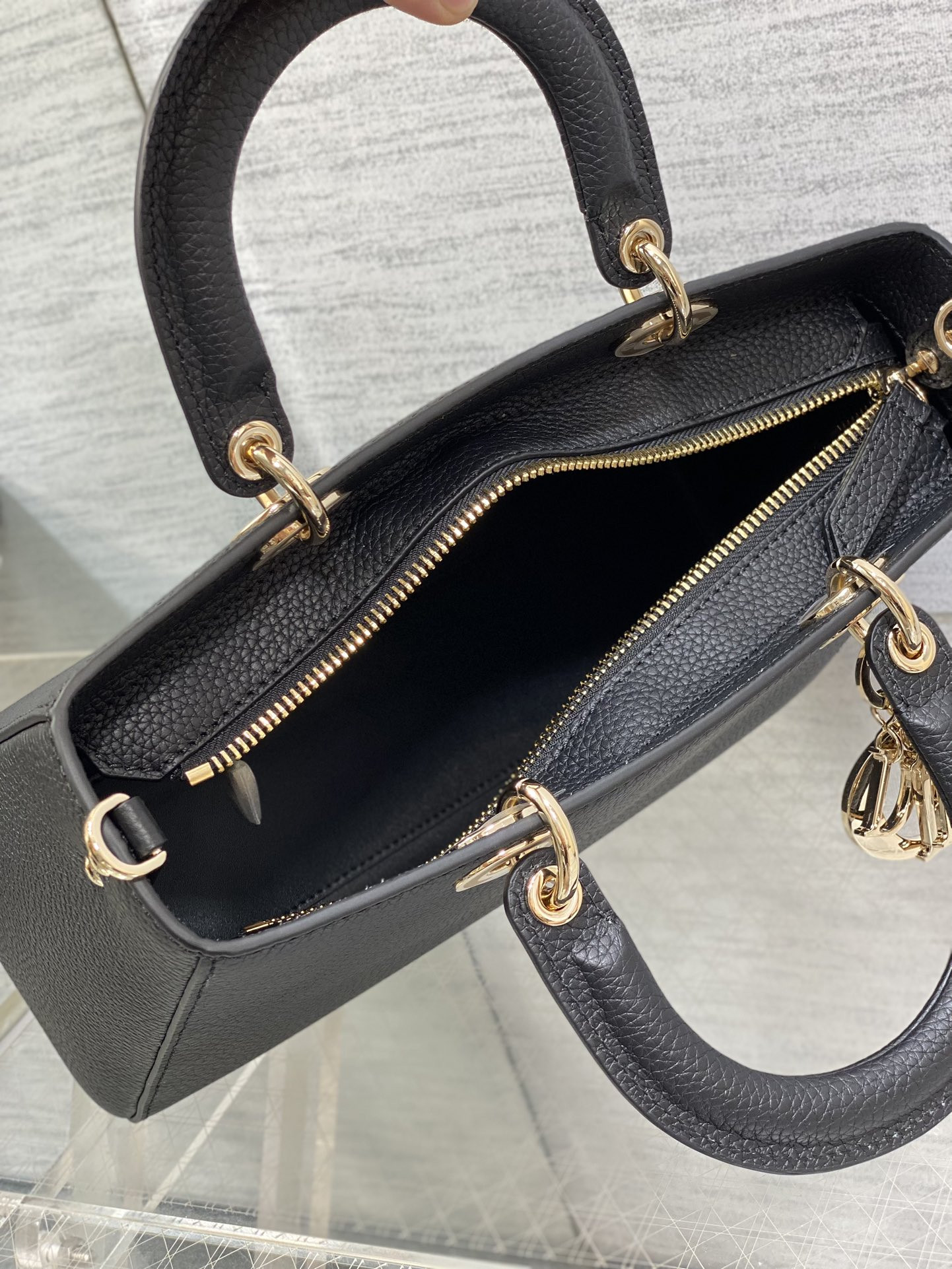 Medium Lady D-Sire My ABCD10r Bag  Black Bull Leather 12 x 8 x 5 inches