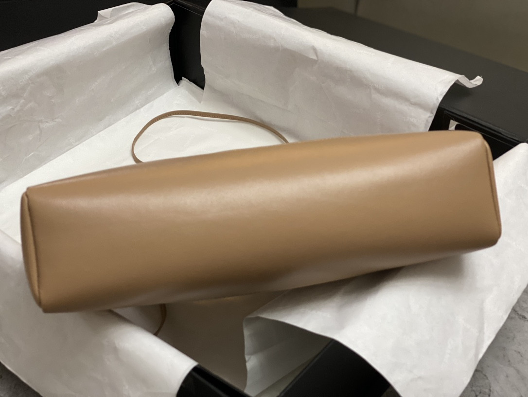 Ch**el SHOPPING BAG Shiny Lambskin & Gold-Tone Metal 11.7 × 11.3 × 3.5 in