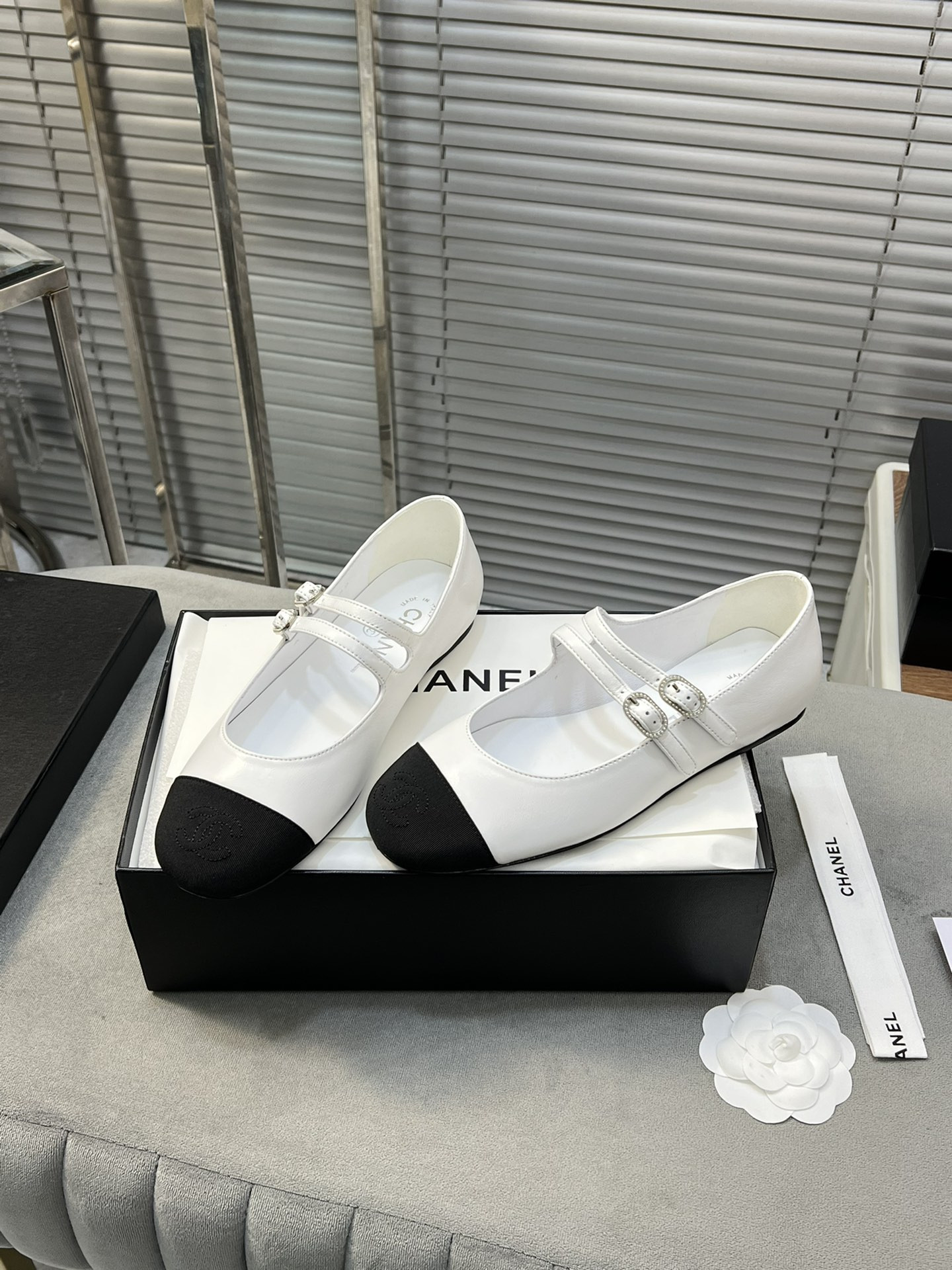 UA Ch**el MARY JANES  Lambskin & Grosgrain
