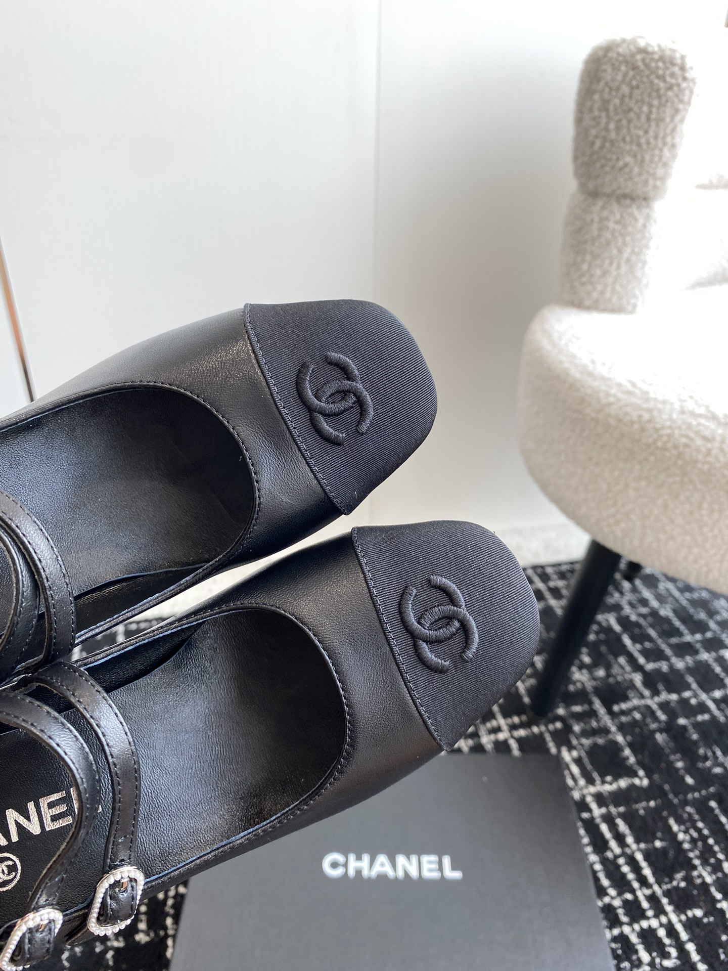 UA Ch**el MARY JANES Lambskin & Grosgrain