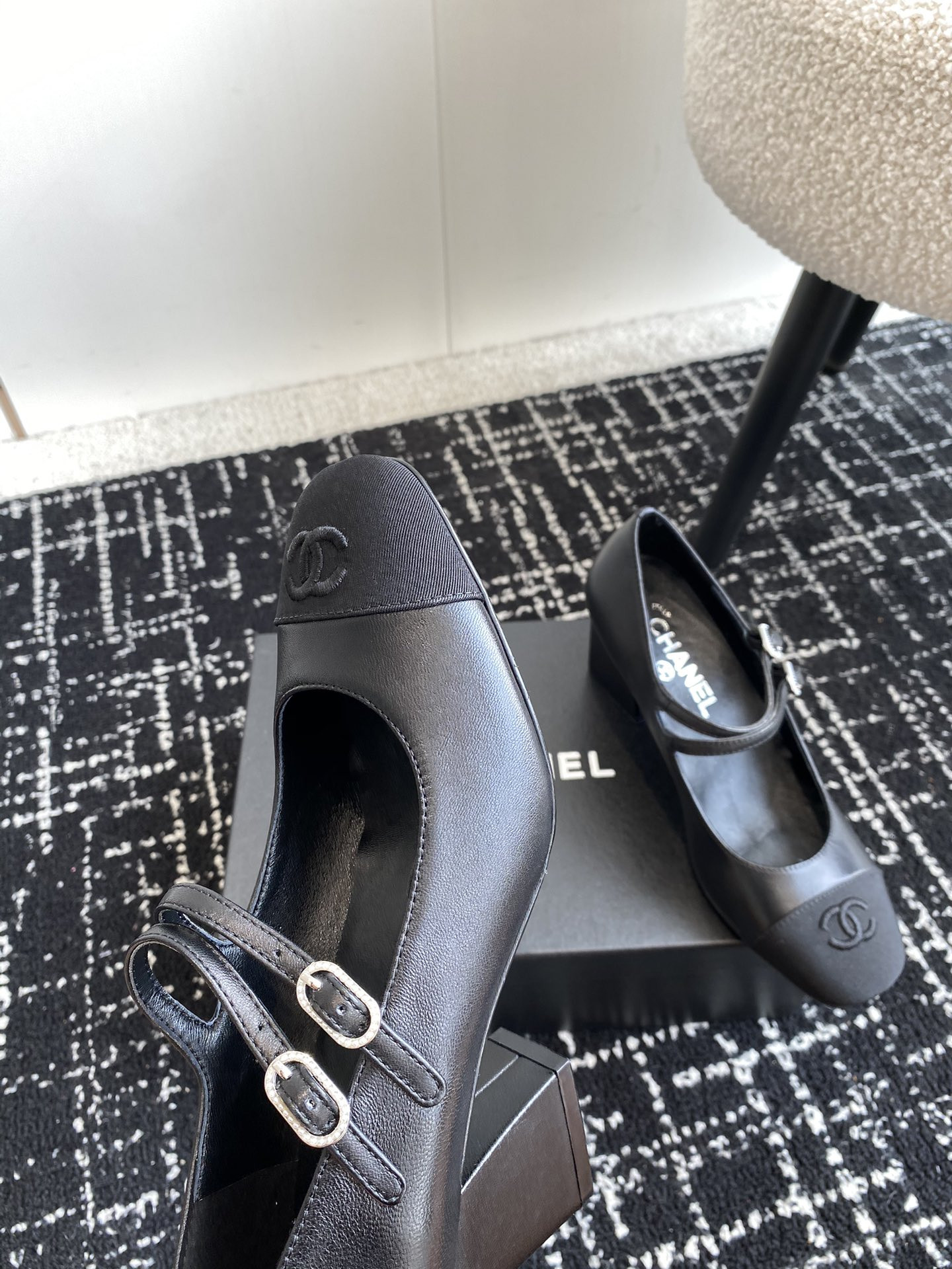 UA Ch**el MARY JANES Lambskin & Grosgrain