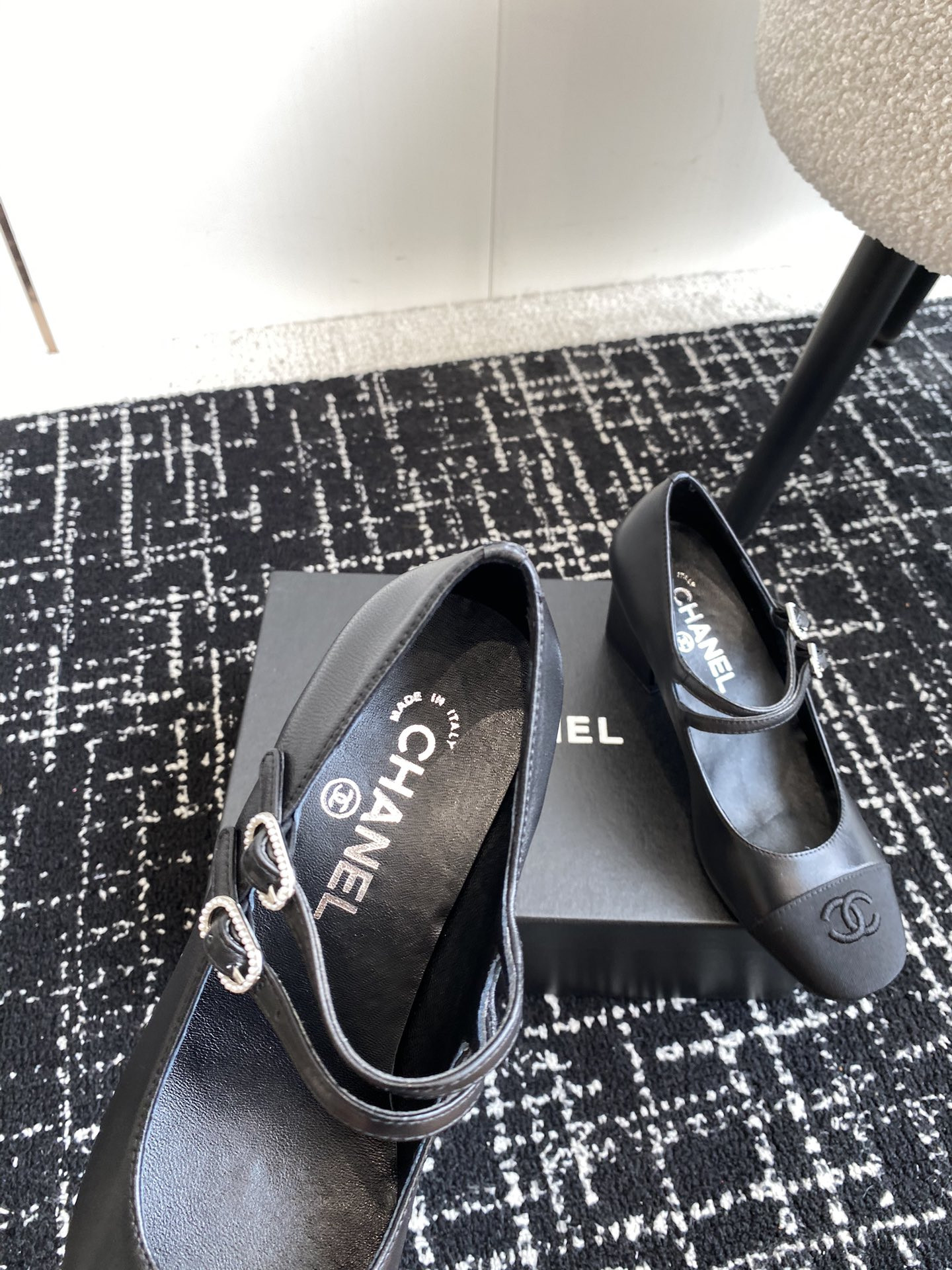 UA Ch**el MARY JANES Lambskin & Grosgrain