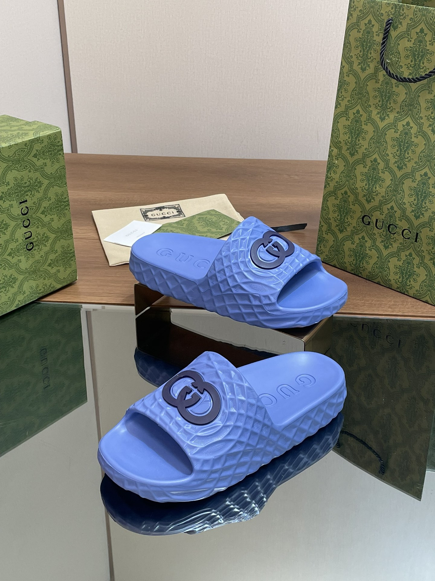 UA Gvc*1 INTERLOCKING G SLIDE SANDAL Blue