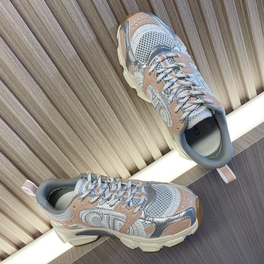 UA D10r Chrono Sneaker White Mesh with Nude and Silver-Tone