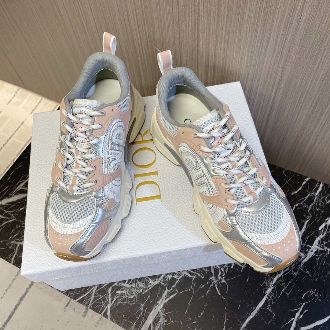 UA D10r Chrono Sneaker White Mesh with Nude and Silver-Tone