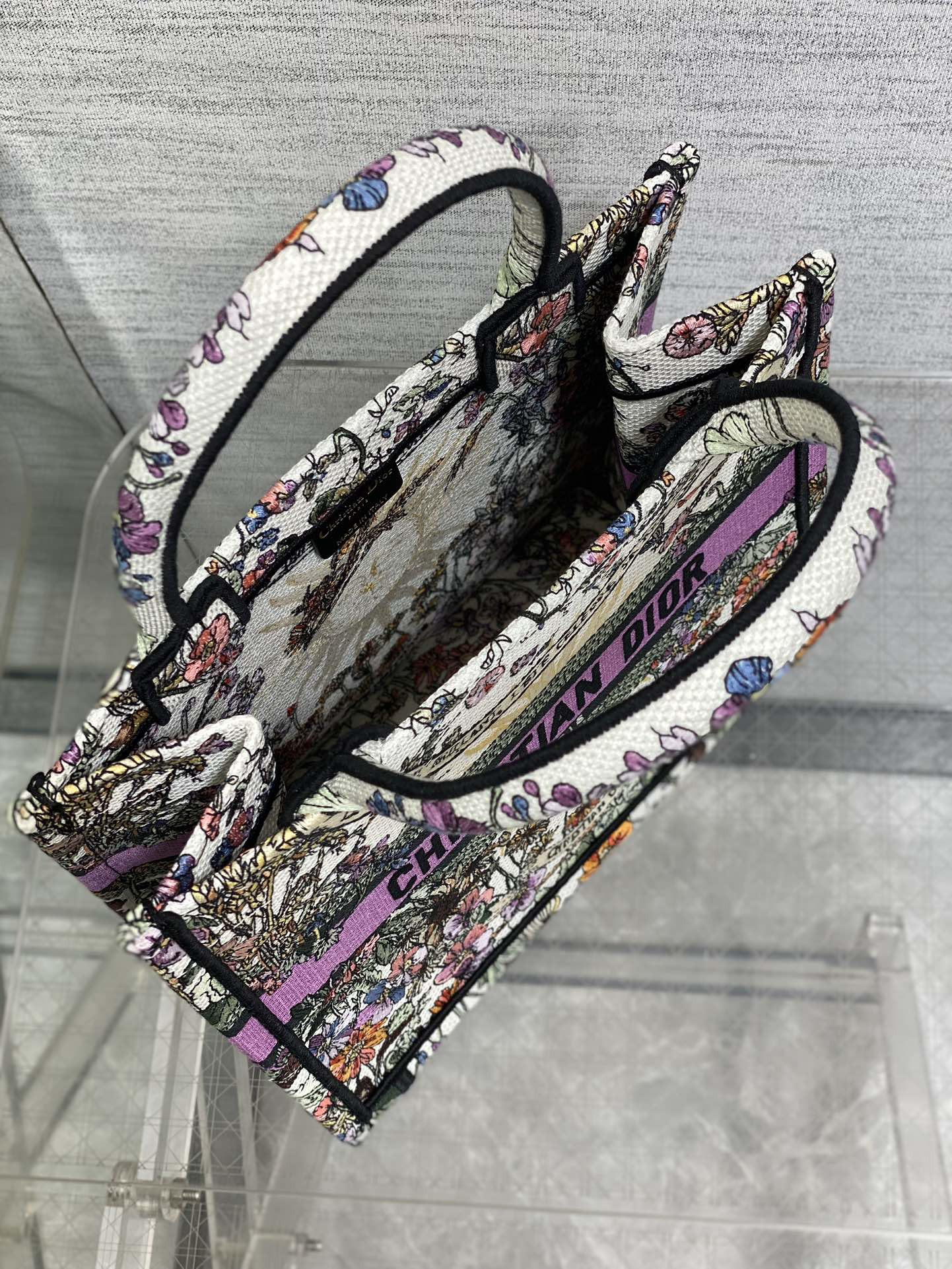 Small D10r Book Tote  Ecru Multicolor D10r 4 Saisons Été Soleil Embroidery 26x8x22cm