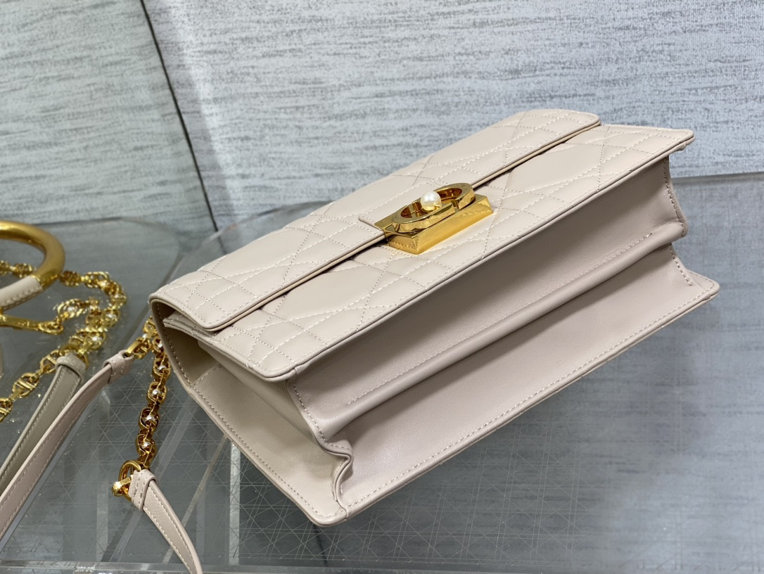 D10r Medium D10r Ange Bag Pink Latte Macrocannage Calfskin 26 x 17 x 9 cm