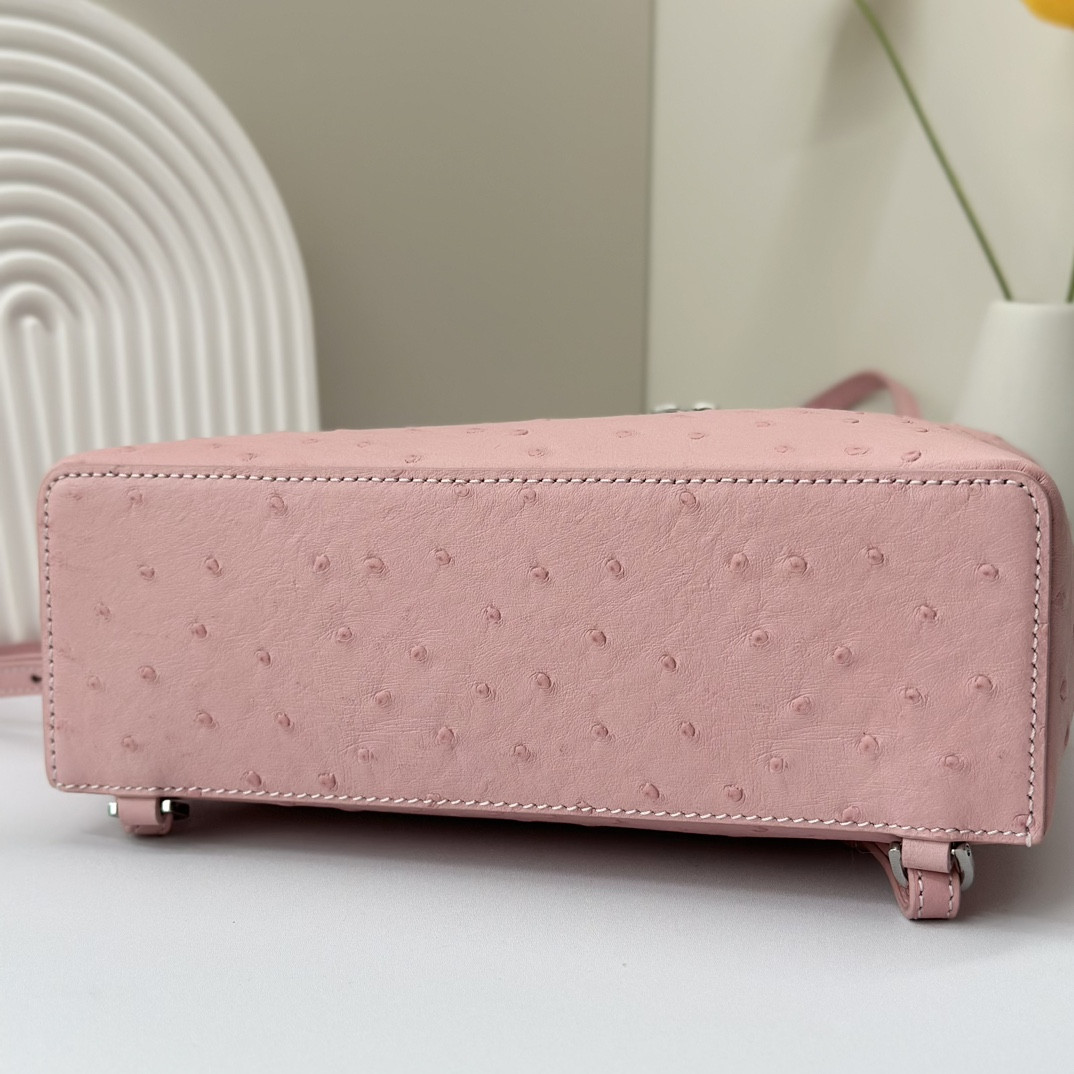 L0r0 P1ana Extra Pocket backpack L23.5 Ostrich-grained Leather 23 x 21 x 8 cm