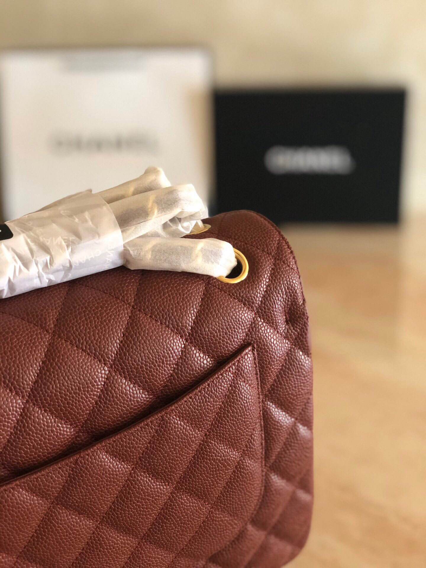 Ch**el Classic Flap Jumbo 30cm CF Gold Hardware 7.6 × 11.7 × 3.9 in