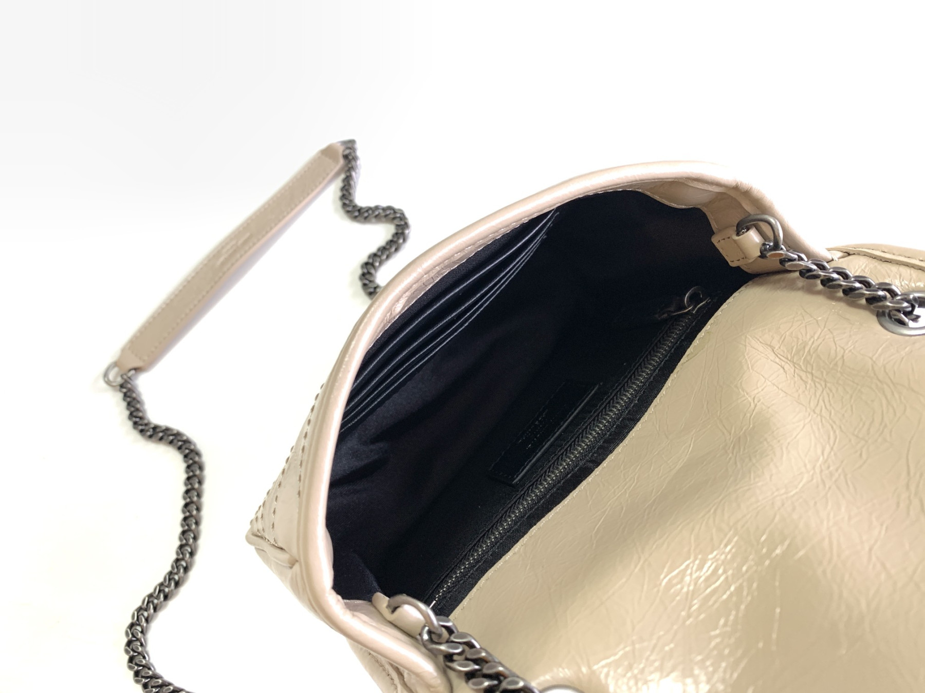 Y51 NIKI CHAIN WALLET IN SHINY LEATHER WHITE 19 x 15 x 6 CM