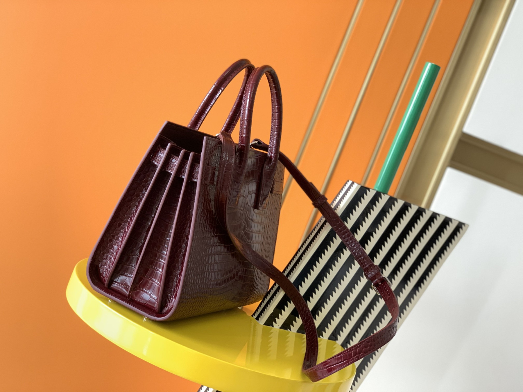 Y51 SAC DE JOUR IN EMBOSSED CROCODILE LEATHER - baby 26x13.5x12.5cm