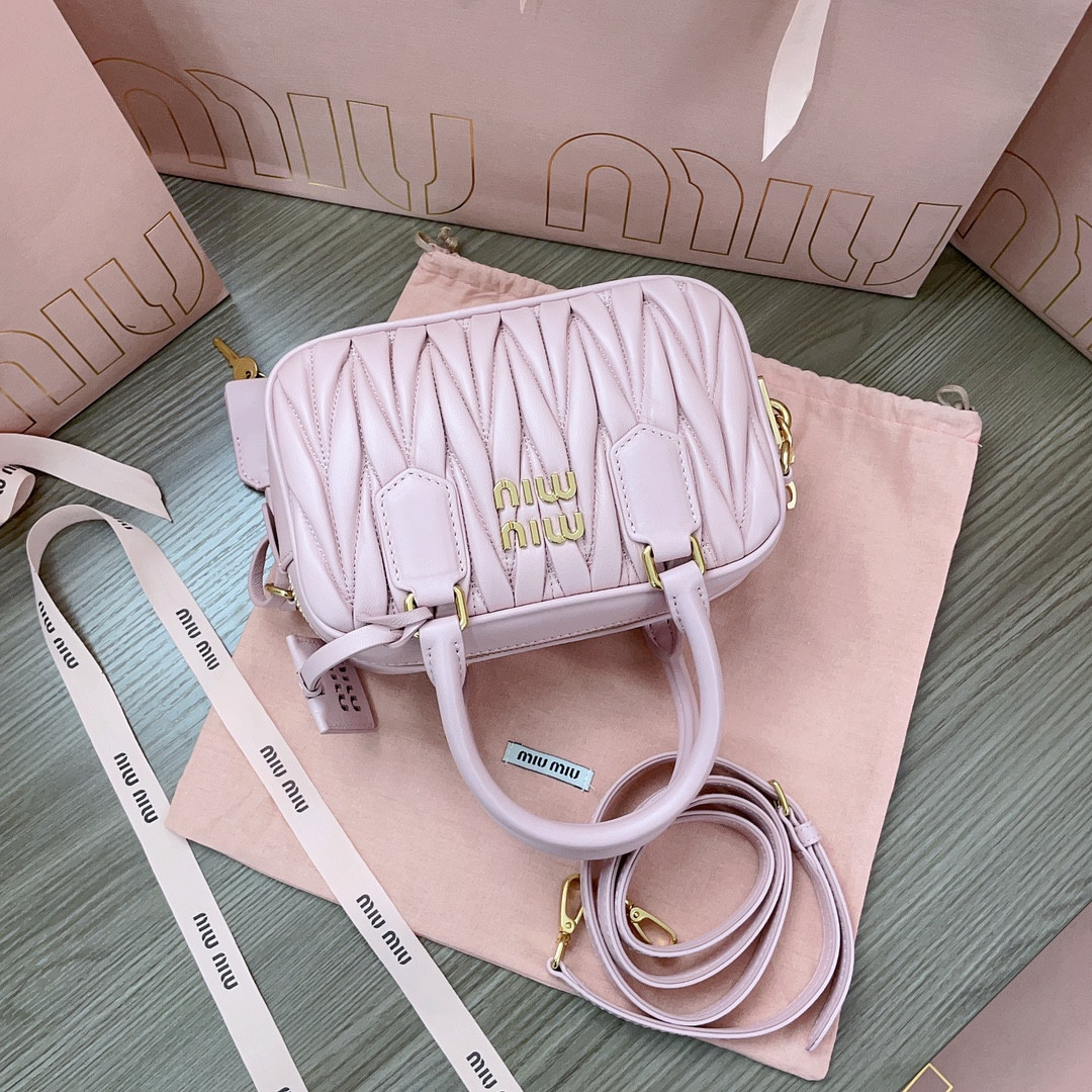 Miu Miu Arcadie matelassé nappa leather bag 13x19x6cm