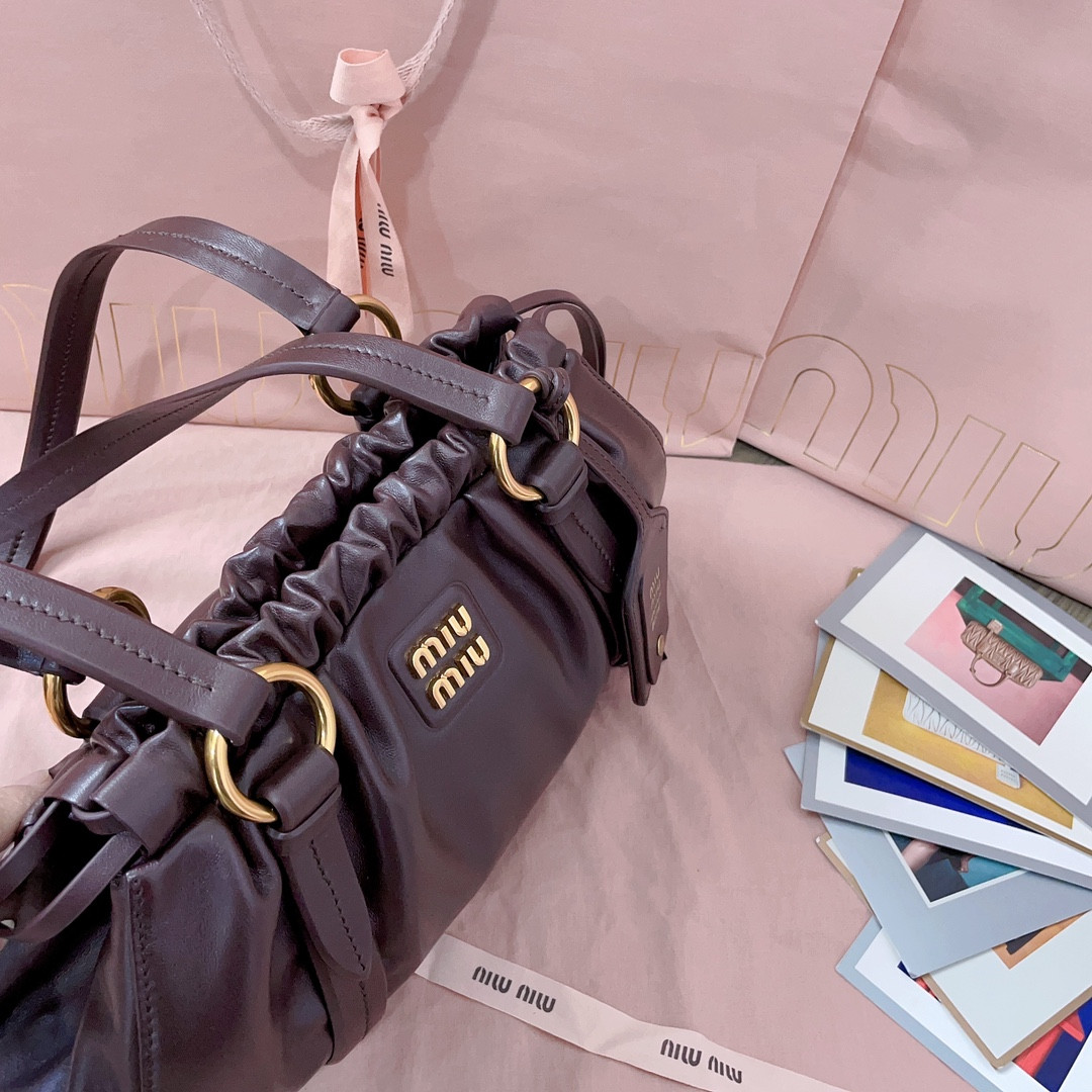 Miu Miu Small Joie nappa leather bag 16x32x10.5cm