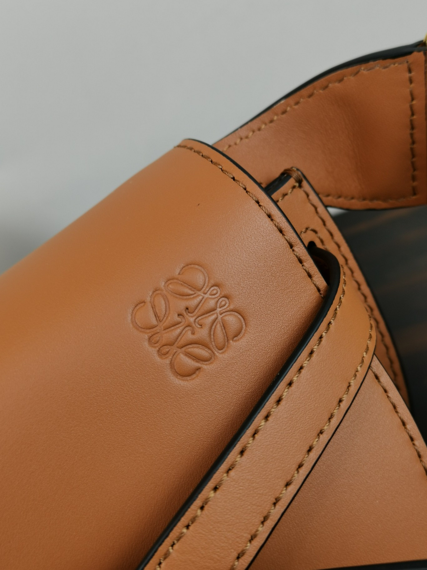 L0ew* Mini Gate Dual bag in soft calfskin and jacquard 21x12.5x9.5cm