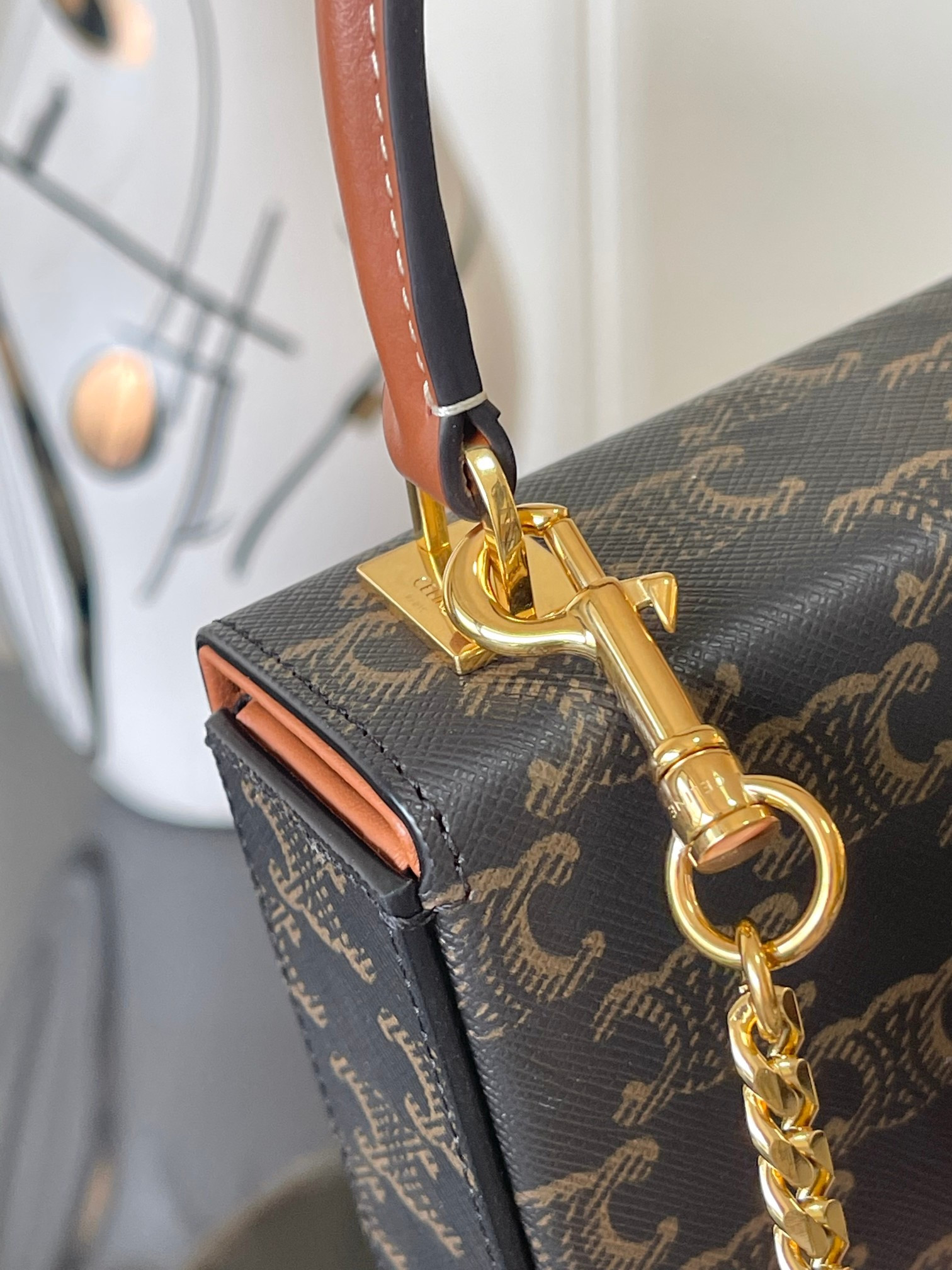 Ce1i*e SMALL BOX BLANDINE in Triomphe Canvas and Calfskin 16x12x4cm